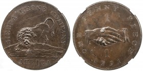 SIERRA LEONE: British Colony, AE penny, 1791, KM-2.2, Vice-5, Sierra Leone Company issue, pattern 30mm variety with two blades of grass below the "S" ...