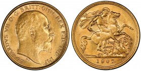 AUSTRALIA: Edward VII, 1901-1910, AV ½ sovereign, 1908-M, KM-14, S-3975, 0.1178oz AGW, PCGS graded AU58.
Estimate: $200 - $240