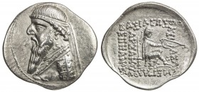 PARTHIAN KINGDOM: Mithradates II, 121-91 BC, AR drachm (3.97g), Shore-85, bare-headed bust, long beard, EF, ex Fuller Collection. 
Estimate: $90 - $1...