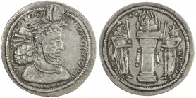 SASANIAN KINGDOM: Hormizd II, 303-309, AR drachm (4.23g), G-83, head in flames, 2 pellets left of the flames, choice VF-EF, ex Dabestani Collection. ...