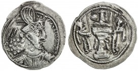 SASANIAN KINGDOM: Shapur III, 383-388, AR drachm (3.94g), G-126, Zeno-218054 (this piece), standard design, with royal bust before the flames, eastern...