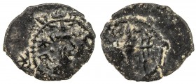 SASANIAN KINGDOM: Kavad, 488-497, 499-531, AE pashiz (0.44g), G-188, cf. SNS-281/287, standard design, star left and crescent right of the king 's cro...