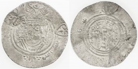 ARAB-SASANIAN: Salm. b. Ziyad, ca. 680-685, AR drachm (3.17g), NM, ND, A-18, light standard, style of the Hunnic imitations, with two countermarks on ...