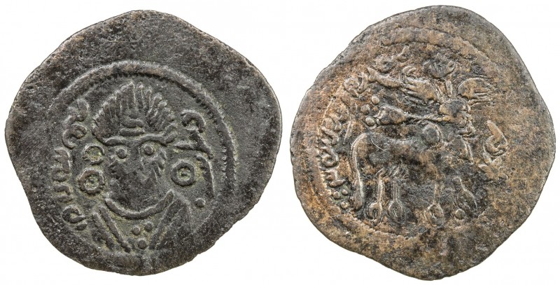 ARAB-SASANIAN: Anonymous, AE pashiz (1.15g), Bishapur (in words), A-42, Gyselen-...