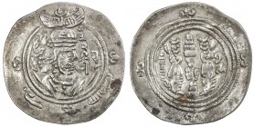 EASTERN SISTAN: Anonymous, ca. 706-730, AR drachm (3.87g), SK (Sijistan), AH103, A-77, clearly engraved date, pellet after rabbi in ObQ3, VF-EF, R. 
...