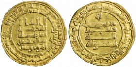 ABBASID: al-Muqtadir, 908-932, AV dinar (5.55g), Madinat al-Salam, AH318, A-245.2, heavy weight for this mint, bold EF.
Estimate: $400 - $500