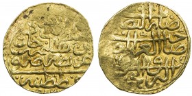 OTTOMAN EMPIRE: Murad III, 1574-1595, AV sultani (3.56g), Kostantiniye, AH982, A-1332.1, holed & plugged, Fine.
Estimate: $200 - $220