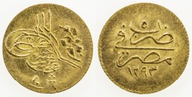 EGYPT: Abdul Hamid II, 1876-1909, AV 5 qirsh, Misr, AH1293 year 5, KM-280, lovely golden luster, choice Unc.
Estimate: $80 - $120