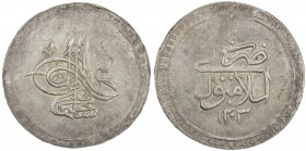 TURKEY: Selim III, 1789-1807, AR piastre (12.92g), Islambul, AH1203 year 4, KM-498, choice EF, ex Ahmed Sultan Collection. 
Estimate: $90 - $120