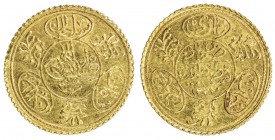TURKEY: Mahmud II, 1808-1839, AV hayriye altin (1.82g), Kostantiniye, AH1223 year 22, KM-638, AU, ex Ahmed Sultan Collection. 
Estimate: $130 - $150