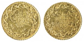 TURKEY: Mahmud II, 1808-1839, AV mahmudiye (1.61g), Kostantiniye, AH1223 year 28, KM-645, Unc, ex Ahmed Sultan Collection. 
Estimate: $100 - $130