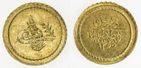 TURKEY: Abdul Mejid, 1839-1861, AV ¼ memduhiye (0.40g), Kostantiniye, AH1255 year 5, KM-657, choice AU, ex Ahmed Sultan Collection. 
Estimate: $60 - ...