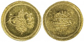 TURKEY: Abdul Mejid, 1839-1861, AV ½ memduhiye (0.77g), Kostantiniye, AH1255 year 1, KM-658, choice Unc, ex Ahmed Sultan Collection. 
Estimate: $70 -...