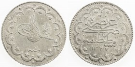 TURKEY: Mehmet V, 1909-1918, AR 10 kurush, Kostantiniye, AH1327 year 7, KM-751, EF.
Estimate: $40 - $60