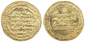 BUWAYHID: Baha ' al-Dawla, 989-1012, AV dinar (4.20g), Suq al-Ahwaz, AH399, A-1573, slightly debased gold, intermediate between the original type A-15...