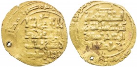 GREAT SELJUQ: Sanjar, 1118-1157, AV dinar (3.25g) (Nishapur), DM, A-1686, fine gold, pierced, VF.
Estimate: $170 - $200