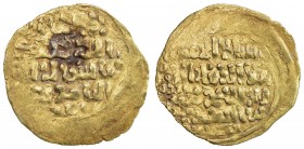 KHWARIZMSHAH: Muhammad, 1200-1220, AV dinar (2.65g), NM, ND, A-1712, double-struck, VF.
Estimate: $170 - $200