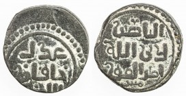 GREAT MONGOLS: temp. Chingiz Khan, 1206-1227, AE jital (4.22g), NM, ca. 1220s, A-1969, anonymous, with title al-khaqan / al-`adil / al-a`zam on obvers...