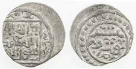 ILKHAN: Abaqa, 1265-1282, AR ½ dirham (1.33g), Nishapur, AH6xx, A-B2130, Uighur HAGHANU / ABAQA // kalima, mint above, date in the rest of the margin,...