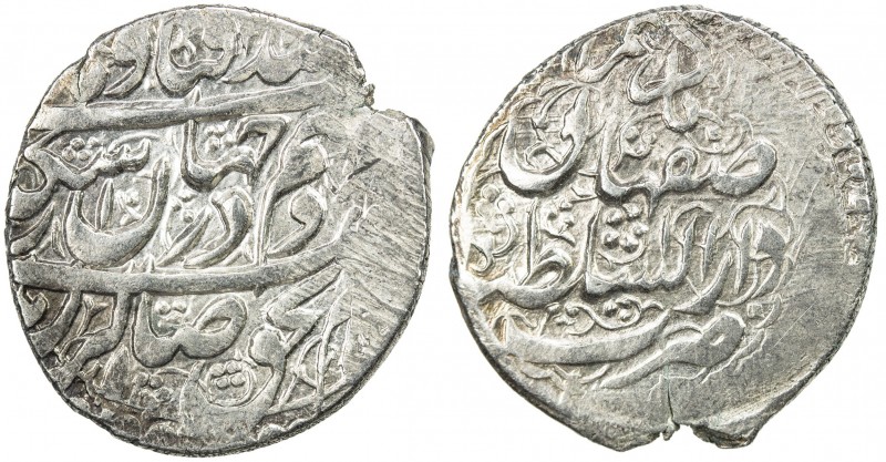 ZAND: Karim Khan, 1753-1779, AR abbasi (4.57g), Isfahan, ND, A-2800, type C, und...