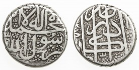 BARAKZAI: Muhammad Akbar, 1842-1843, AR rupee, Kabul, AH1258, A-3161, KM-493, anonymous (as always for this ruler), kalima obverse, lovely VF, R. 
Es...