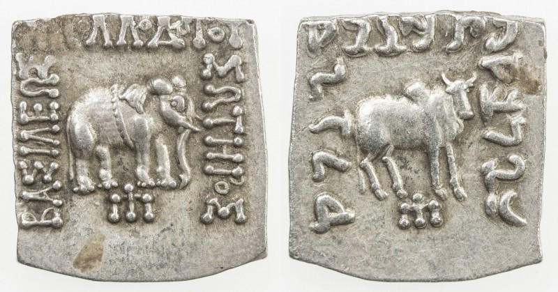 INDO-GREEK: Apollodotus I, ca. 180-160 BC, AR square drachm (2.46g), Bop-4G, ele...
