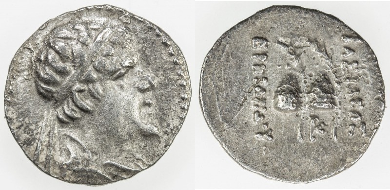 INDO-GREEK: Eukratides, ca. 170-145 BC, AR obol (0.67g), Bop-3C, diademed bust o...