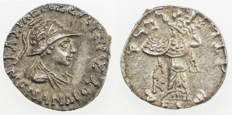 INDO-GREEK: Menander I Soter, ca. 155-130 BC, AR drachm (2.47g), Bop-16E, monogr...