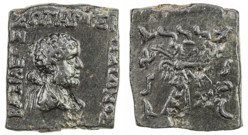 INDO-GREEK: Strato I, ca. 125-110 BC, AE square ½ obol (7.61g), Bop-30A, diademe...