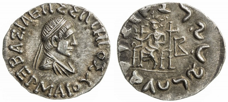 INDO-GREEK: Hermaios, ca. 90-70 BC, AR drachm (2.45g), Bop-3A, diademed and drap...