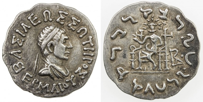 INDO-GREEK: Hermaios, ca. 90-70 BC, AR drachm (2.42g), Bop-3A, diademed bust rig...