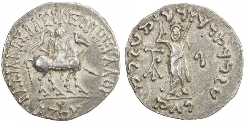 INDO-SCYTHIAN: Azes I, ca. 57-35 BC, AR tetradrachm (9.57g), [Hazara], Mitch-221...