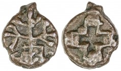 MAURYAN/SUNGA: Anepigraphic, 2nd century BC, cast AE unit (2.94g), Pieper-215 (this piece), railed tree // hollow cross, superb example, carefully cas...