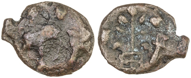 MAURYAN/SUNGA: Anepigraphic, 2nd century BC, cast AE unit (3.07g), Pieper-197 (t...