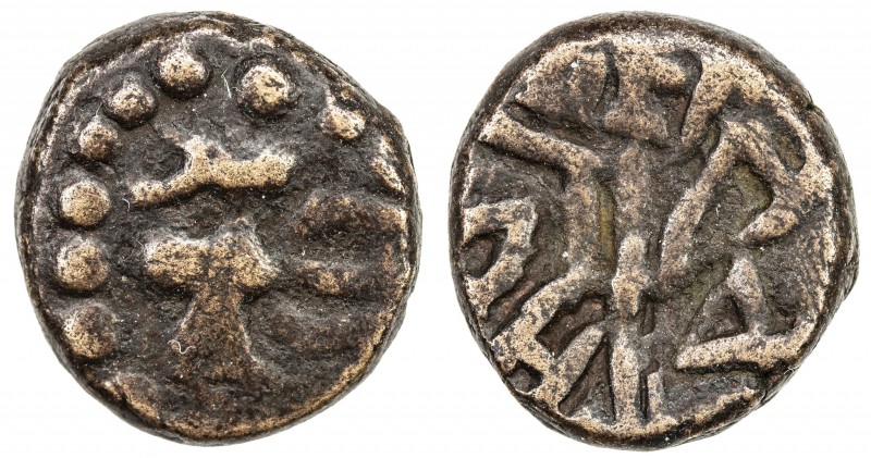NAGAS OF NARWAR: Bhavanagar, late 3rd century AD, AE round unit (2.01g), Pieper-...