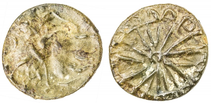 PALLAVAS OF KANCHIPURAM: Anonymous, 5th/6th century AD, potin round unit (1.41g)...