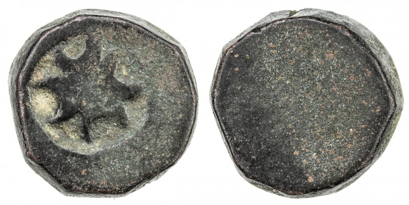 TAXILA: Anonymous, 2nd century BC, AE round unit (3.59g), Pieper-1071 (this piec...
