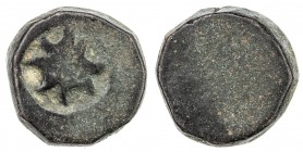 TAXILA: Anonymous, 2nd century BC, AE round unit (3.59g), Pieper-1071 (this piece), star-like four-crescent symbol, struck on very thick planchet, uni...