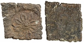 WESTERN MALWA: Anonymous, 2nd/1st century BC, AE square unit (3.21g), Pieper-261 (this piece), eight-petal flower, uniface, light porosity, VF, R. 
E...