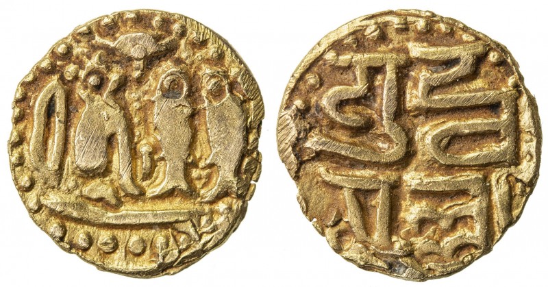 CHOLAS OF TANJORE: Uttama Chola, 973 and later, AV 1/8 kahavanu (0.47g), Mitch-7...