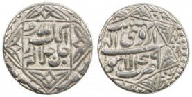 MUGHAL: Akbar I, 1556-1605, AR rupee (11.41g), Lahore, IE49, KM-94.3, month of Ardibihisht, ornate design, used only IE47-50, bold strike, VF-EF.
Est...