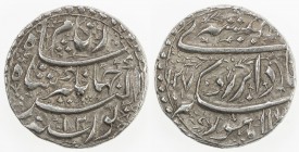 MUGHAL: Jahangir, 1605-1628, AR rupee (11.44g), Lahore, AH1027 year 12, KM-149.14, hamisha series, superb strike, beautifully centered, EF-AU.
Estima...