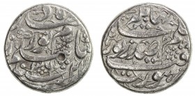 MUGHAL: Jahangir, 1605-1628, AR rupee (11.34g), Surat, AH1036, KM-168.6, citing Nur Jahan, chief consort of Emperor Jahangir, one testmark, nice strik...