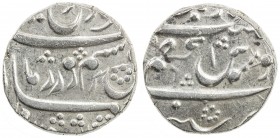 MUGHAL: Farrukhsiyar, 1713-1719, AR rupee (11.49g), Azamnagar, year 6 (frozen), KM-377.12, unusual subtype, with the word sana twice, under the "S" of...