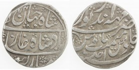 MUGHAL: Shah Jahan III, 1759-1760, AR rupee (11.18g), Mahindrapur, AH1174 year one (ahad), KM-475.8, broad flan, nicely centered, VF.
Estimate: $100 ...