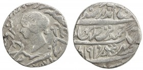 BHARATPUR: Jaswant Singh, 1853-1893, AR rupee (10.93g), Braj Indrapur, 1858//VS1910, KM-157, portrait of Queen Victoria, VF.
Estimate: $100 - $130