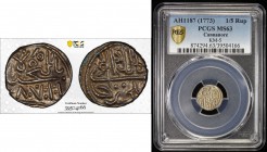 CANNANORE: 'Ali Raja & successors, 1710-1815, AR 1/5 rupee, AH1187, KM-5, PCGS graded MS63.
Estimate: $75 - $100