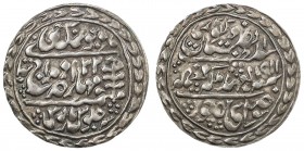 JAIPUR: Madho Singh II, 1880-1922, AR nazarana rupee (11.25g), Sawai Jaipur, 1911 year 32, KM-147, Haritwal p.135, restrike from the 1950s/1960s, EF-A...