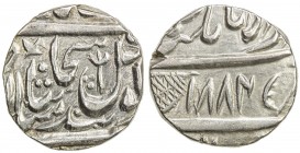 SIKH EMPIRE: AR rupee (11.03g), Multan, VS1884, KM-85, Herrli-11.03.04, trident in obverse field, with 3 pellets to the left, EF, ex Ajit Singh Collec...