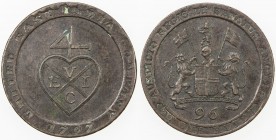 MADRAS PRESIDENCY: AE 1/96 rupee, 1797, KM-397, East India Company issue, VF.
Estimate: $40 - $60